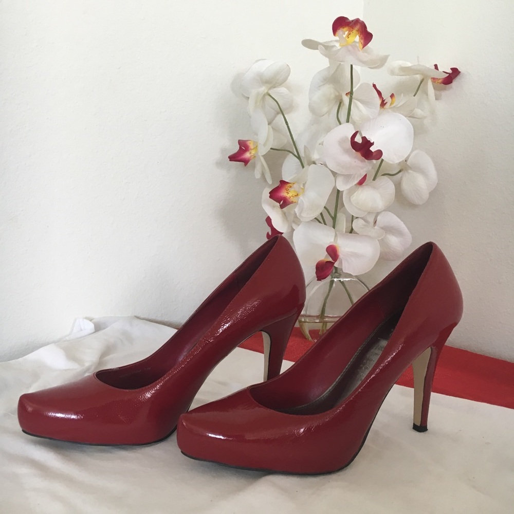 WHBH Red platform patent leather